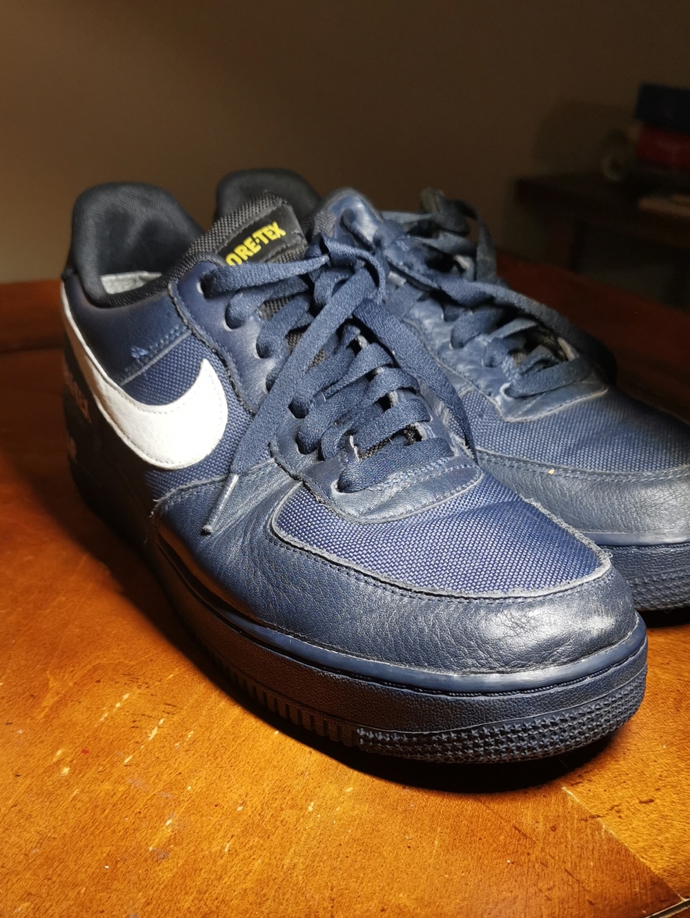 Nike Air Force Gore-Tex Navy and White Low-Top Sneakers
